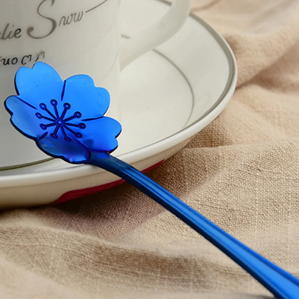 8 шт. креативная чайная ложка из нержавеющей стали глазурь в форме цветка, кремовая ложка для смешивания ложка, перемешивающая чайная ложка