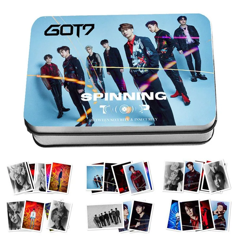

Kpop GOT7 Present New Album SPINNING TOP Lomo Photo Card Mark Bambam Photocard With Metal Box 30pcs/set