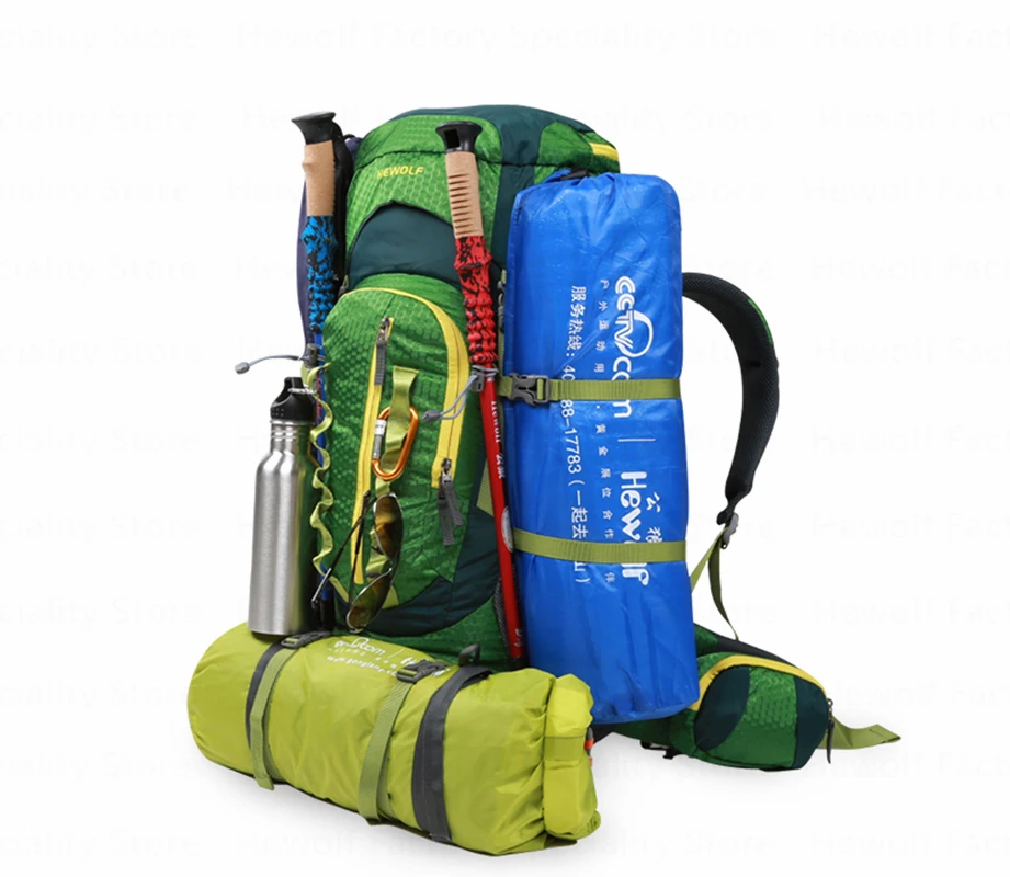 Hewolf 55L الرياضة في الهواء الطلق حقيبة خفيفة حقائب التخييم المهنية حقيبة رياضية للماء كيس التسلق التخييم السفر المشي Sprot