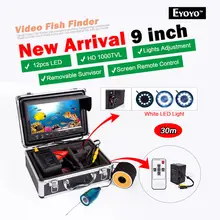 EYOYO Original 30M Depth Underwater Fishing Camera 9″ LCD Color Display While Light LED Fish Finder +Cell Box&Remote Control