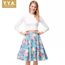Ретро народный цветочный принт летние женские юбки с высокой талией в стиле бохо пляжные Faldas Mujer Moda Уличная Повседневная Женская плиссированная юбка