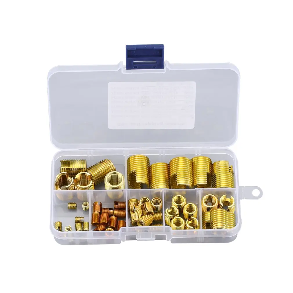 

50PCS M3-12 Galvanized Self Tapping Thread Insert Bushing Set 302 Slotted Type Wire Thread Insert Nut Repair Tools
