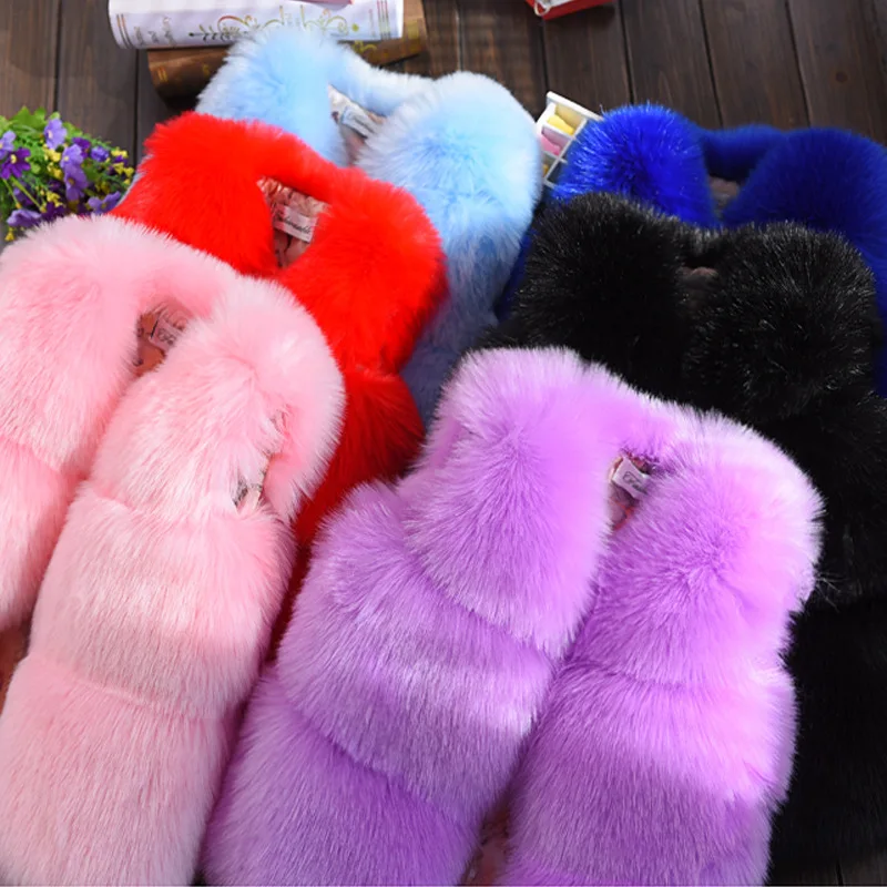 Roupas de Pele Crianças sem Mangas Anos de Idade Novo Bebê Menina Inverno Artificial Colete Cabolsas Quente Jaqueta Princesa Outerwear 2-10 20 artificial colete casacos colete quente crianças sem