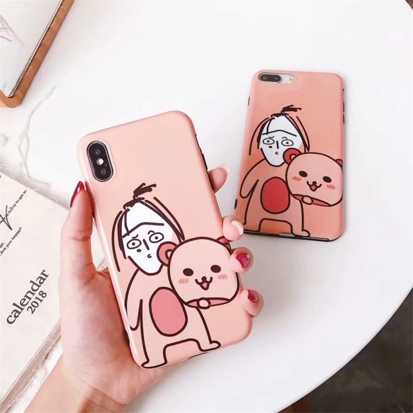 Cartoon Bear Phone Cases For iPhone 6 6S Plus Animal Cute Pink Soft TPU Back Cover 7 8 X Coque Funda |