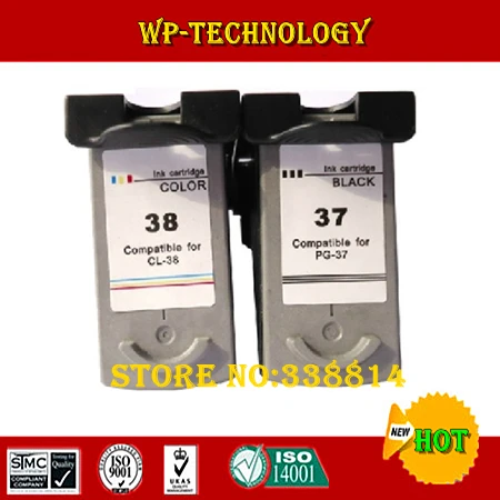 

Remanufactured ink cartridge suit for PG37 Cl38, suit for  Canon iP1800,iP2500,MP210.MP220,MP220,MP470,printer,etc,Full ink