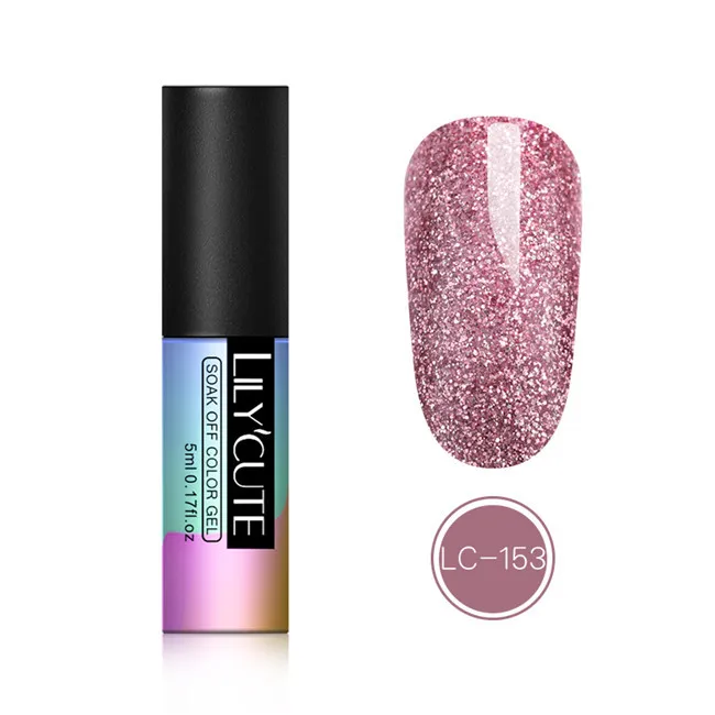 LC-153 LILYCUTE 5 мл голографический гель польский серебро серии блестками лак для ногтей Soak Off длинные прочный ноготь Art Гель - Цвет: LC-153
