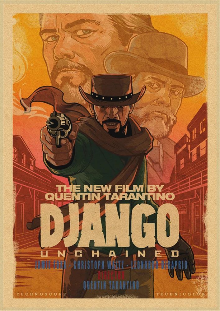 Классический фильм Django Unchained Квентин Тарантино Ретро плакат крафт-бумага кафе домашний декор стен Живопись - Цвет: Тёмно-синий