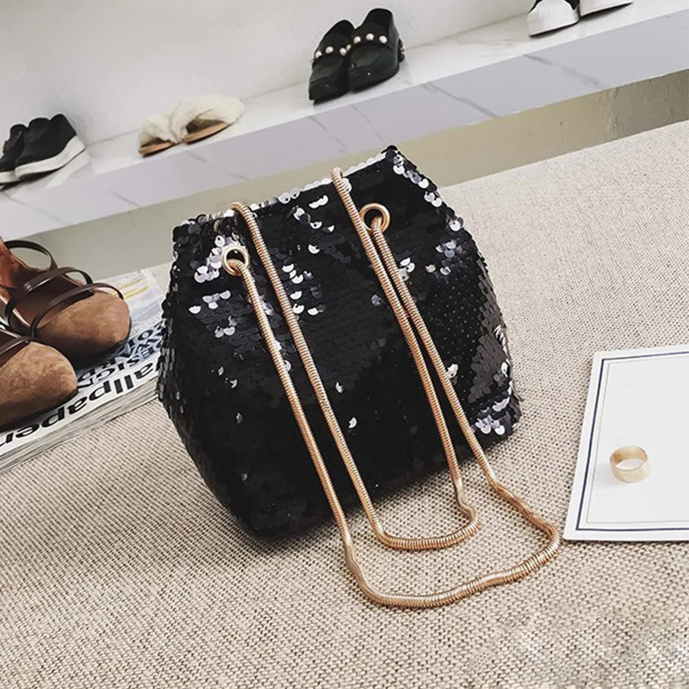 

Bling Sequins 2019 Mini Handbags Women's Fashion Polyester PU Panelled Hasp Messenger Bag Travel Small One Shoulder