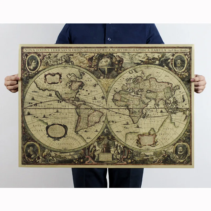 

Vintage Retro Print Voyage Map Kraft Paper Posters Antique Poster Wall Sticker Bedroom Decor 51*72cm