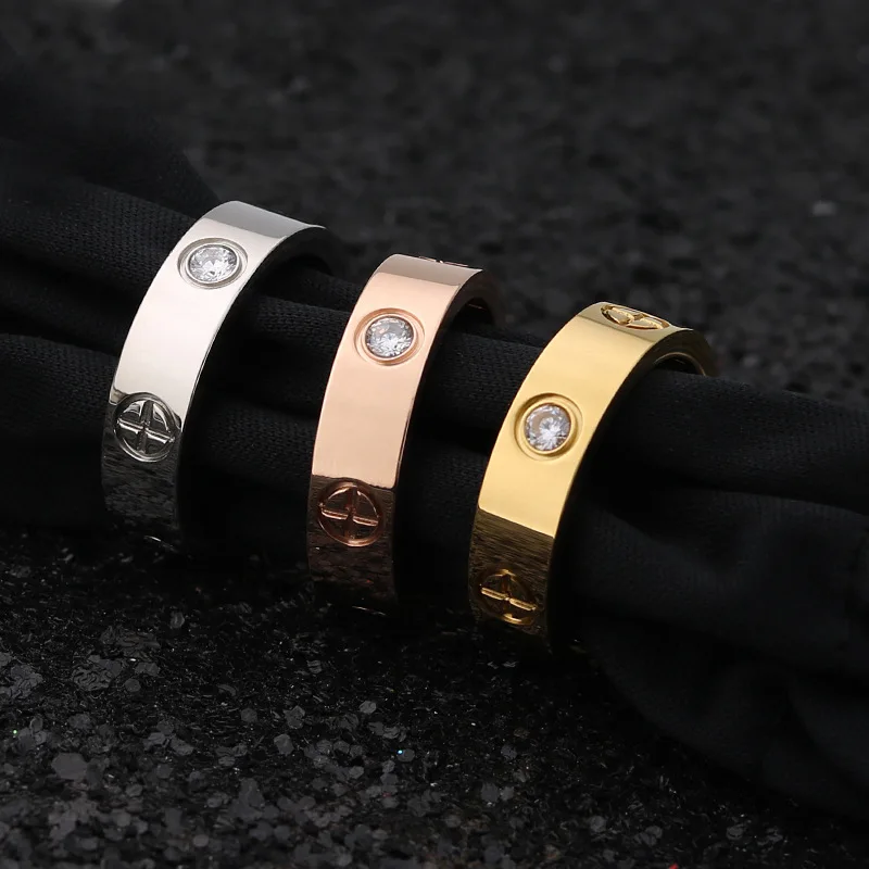 2022 Cross Stainless Steel Zircon Ring With Stone For Woman Girl For Men Couple Ring Wedding Ring