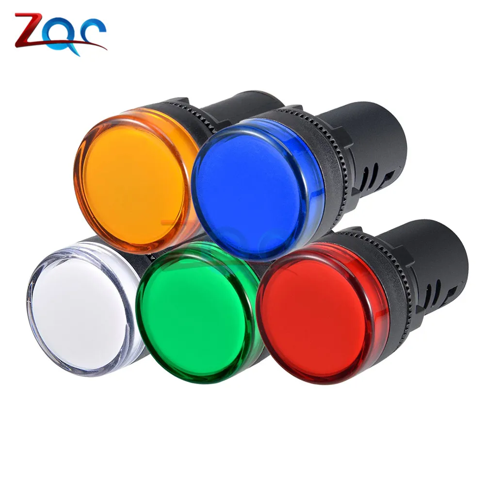 2pcs AC//DC 24V 22mm Red LED Power Indicator Signal Light Pilot Lamp AD16-22D//S
