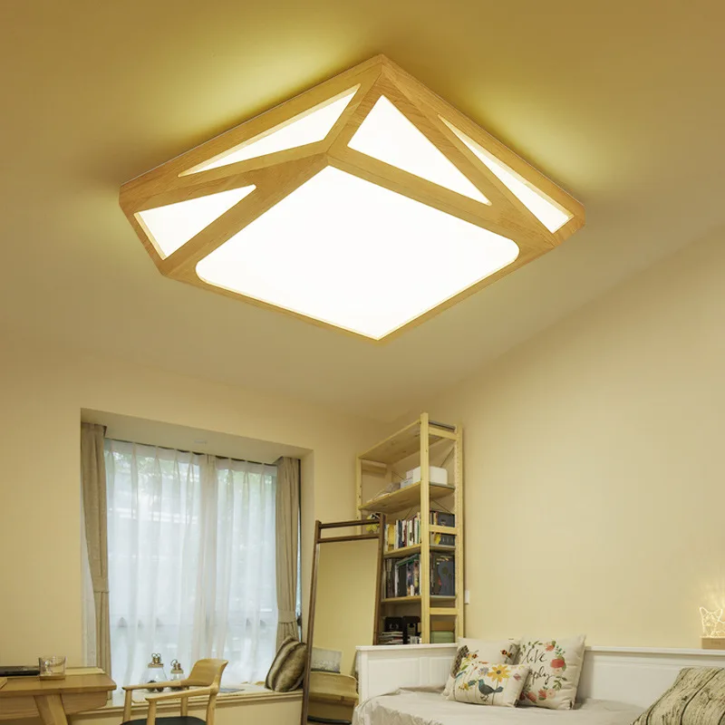 Madera LED Luces de techo lámpara LED moderno nórdico casa Iluminación dormitorio Lámparas lustre plafond de sala iluminacion lamparas