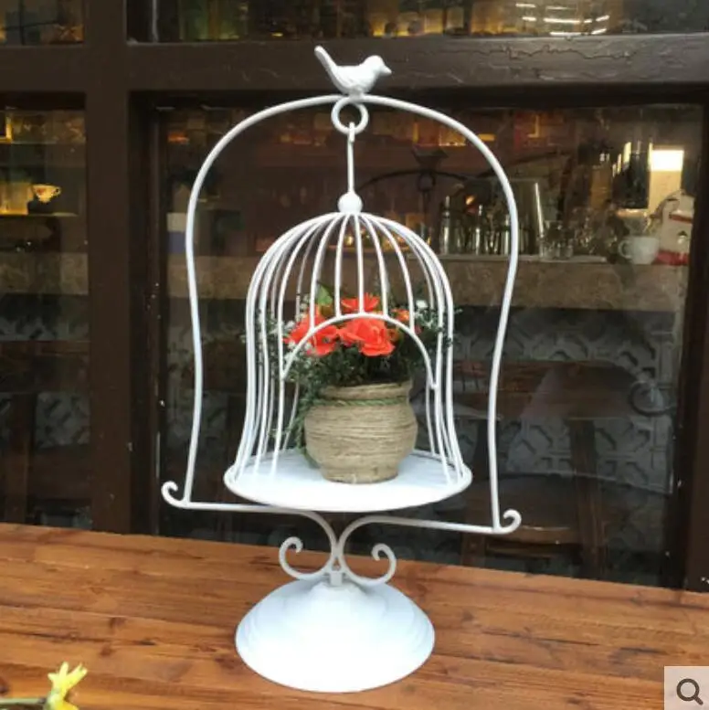 Стол украшенный птичья клетка окно дисплей свадебные реквизит многоцветная полка металла