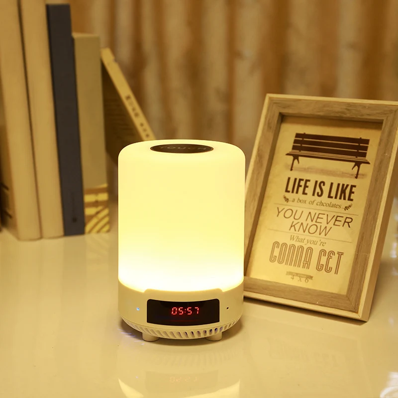 

Multi-functional Bluetooth Speaker USB Charging Colorful Bedside Night Light with Alarm Clock for Bedroom SLC88