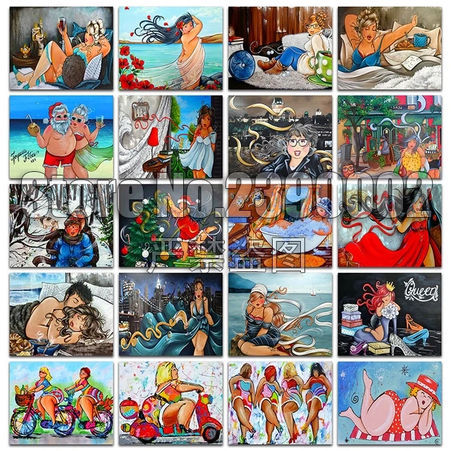 

Needlework Fat Lady DIY Diamond Painting Cross Stitch Full Diamond Embroidery Girl Set Full Diamond Mosaic Cartoon Crafts Gift