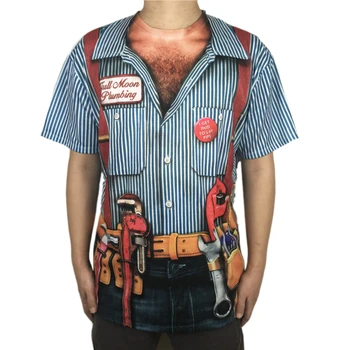 

Funny Halloween Plumber Costume for Men Tacky Plumber Halloween Costumes Bachelor Stag Party Short Sleeve T Shirt Plus Size