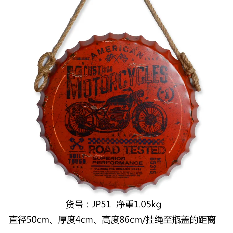 

motorcycle" 3D effect tin sign Wall Hangings Vintage Metal Painting Beer lid Bar Cafe Decoration Poster Mural Craft 50X50 CM