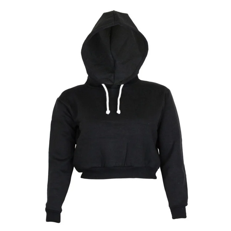 

Autumn Full Long Sleeve Hoodies Coats New Brief Casual Clothes Women Ladies Clothing Tops Plain Crop Top Hoodie