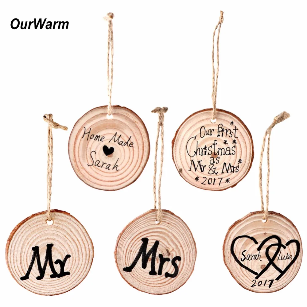 Ourwarm 50pcs 5-6cm Natural Wood Slices for Birthday Party Diy Decorations Kids Table Number Cards Wedding Decoration Gift Tags