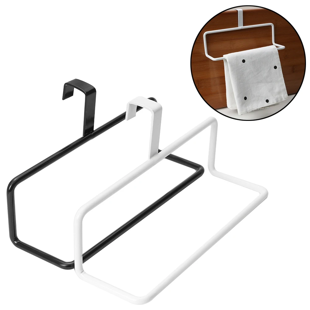 1PC White/Black Home Organizer Rail Cupboard Under Cabinet Rags Rack Bar Hook Towel Hanger Holder Kitchen Accessories