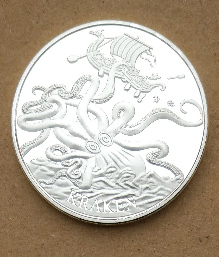 Сувенирная монета Kraken Посеребренная медаль 40 мм|silver plated|silver silversilver medal |