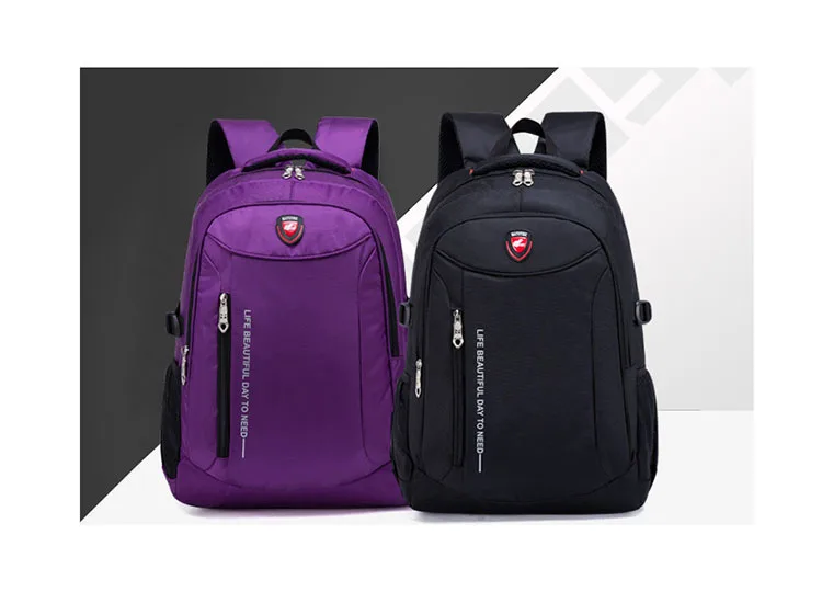 Nylon Grande Capacidade de Cor Sólida Mochila
