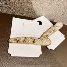 1 шт в Корейском стиле изысканный Универсальный жемчужины, горный хрусталь для волос клип, расшиты разноцветными бусинами и заколка для волос для Для женщин подарок для девочек аксессуары для волос