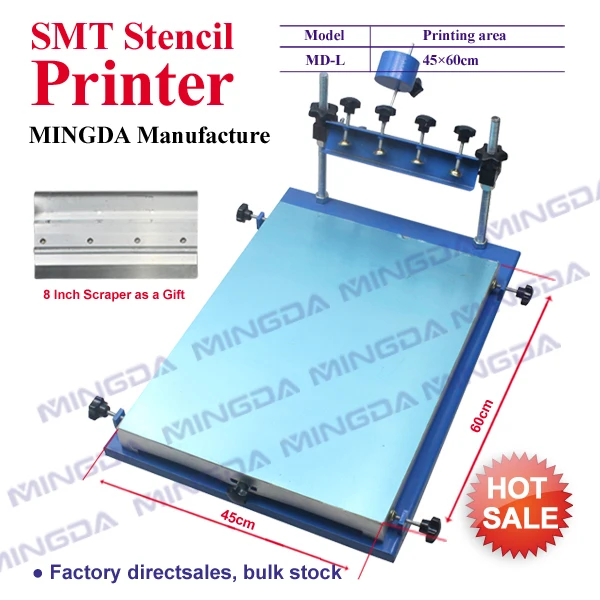 

Hot selling MD-L (45*60cm) Manual SMT/SMD silk Screen PCB Stencil Printer SMT manual screen printer(With 6 inch squeegee)