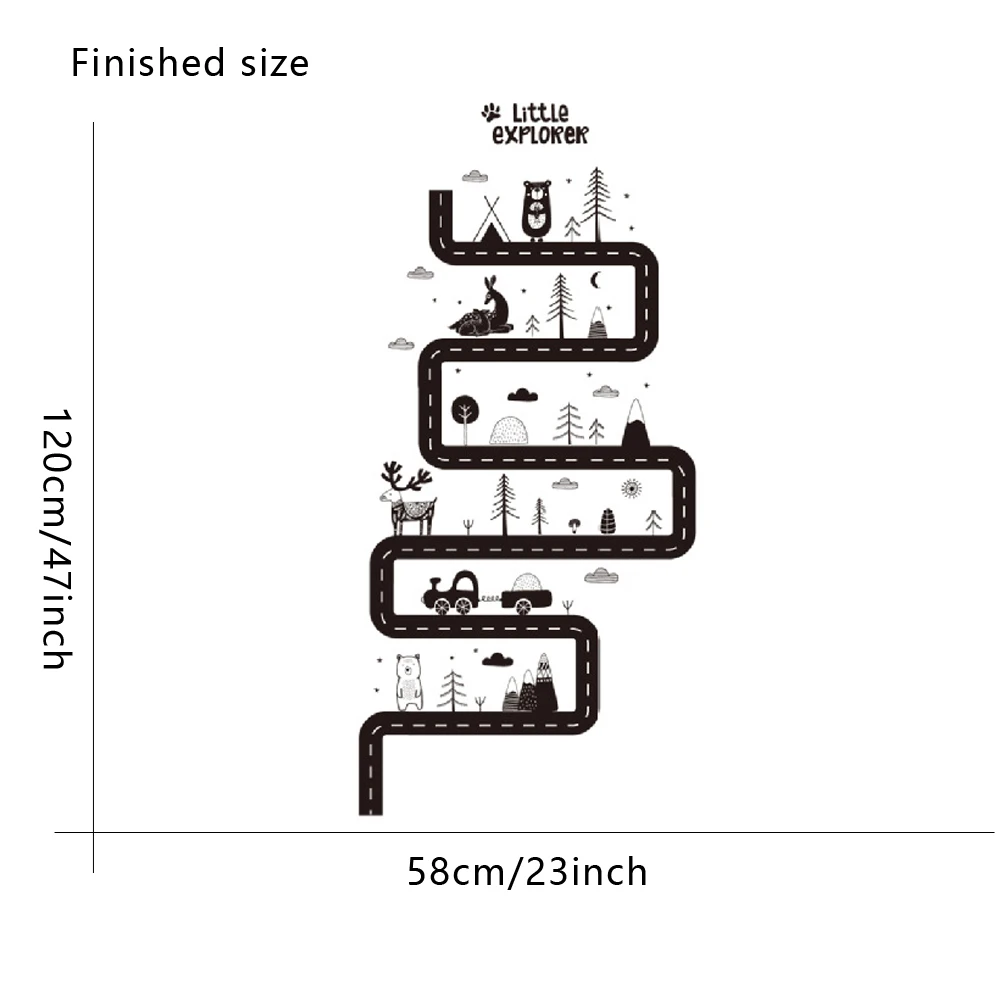 Cartoon Animal Car Road Wall Stickers for Kids room Living room Bedroom Background Wall Decor Vinyl Removable Art Mural dc8