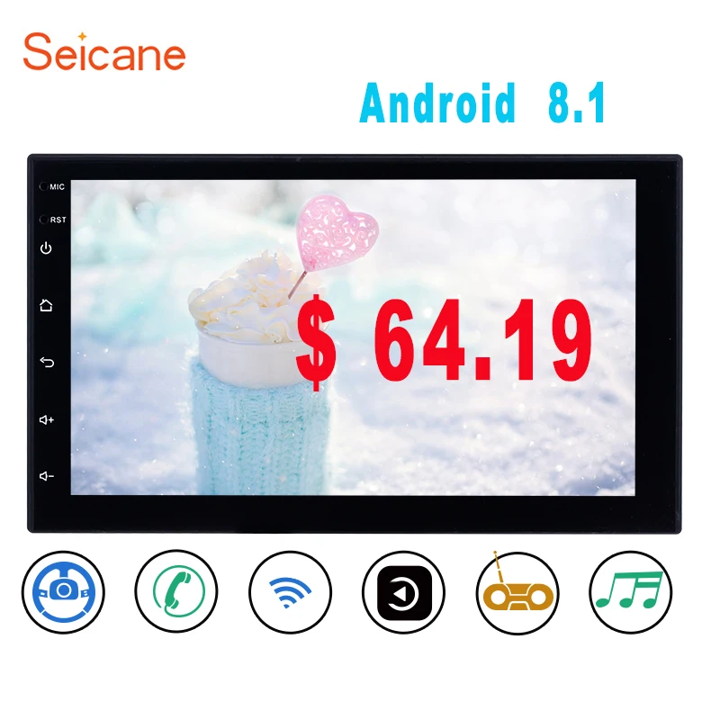 Цена Seicane Android 8,1 7 дюймов 2 Din универсальный автомобильный Радио gps мультимедийный плеер для Volkswagen Nissan hyundai Kia toyata CR V