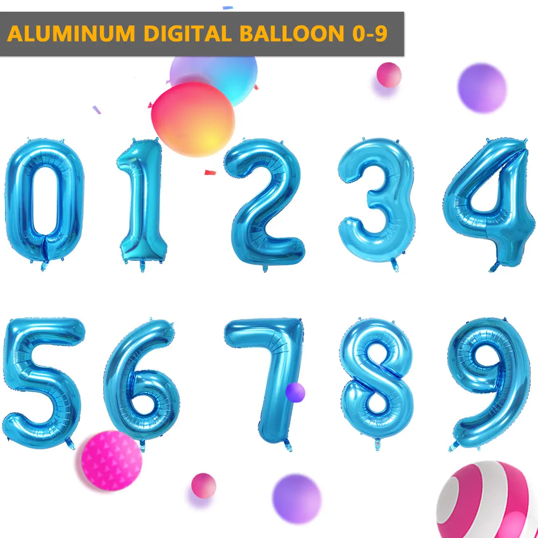 

32 Inches Blue Wedding Birthday Number Foil Balloon Digit Foil Number Balloons Number Iinflatable Event Party Supplies