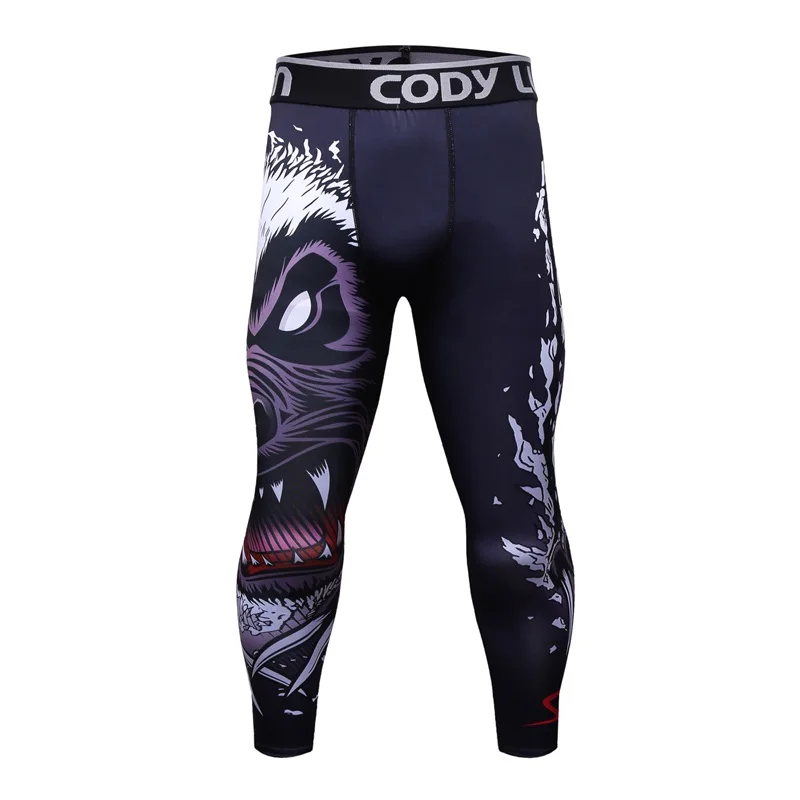 Футболка Коди ландин бренд мужские фитнес леггинсы колготки эластичные принты компрессионные колготки быстросохнущие дышащие штаны для бодибилдинга Новинка - Цвет: Бежевый