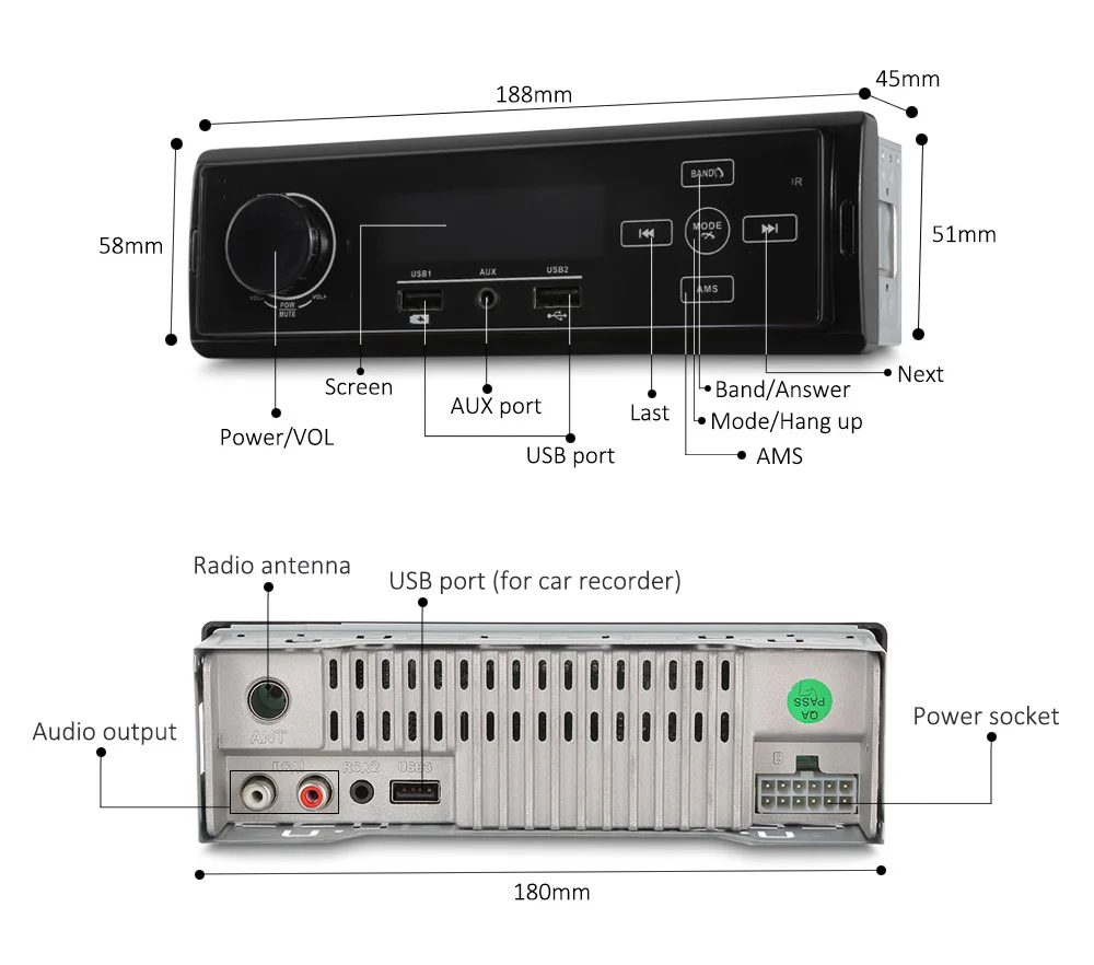 1 Din Авто аудио стерео MP3 плеер Поддержка FM/SD/AUX/USB интерфейс для универсального автомобиля в тире Радио Вход приемник без пульта ДУ