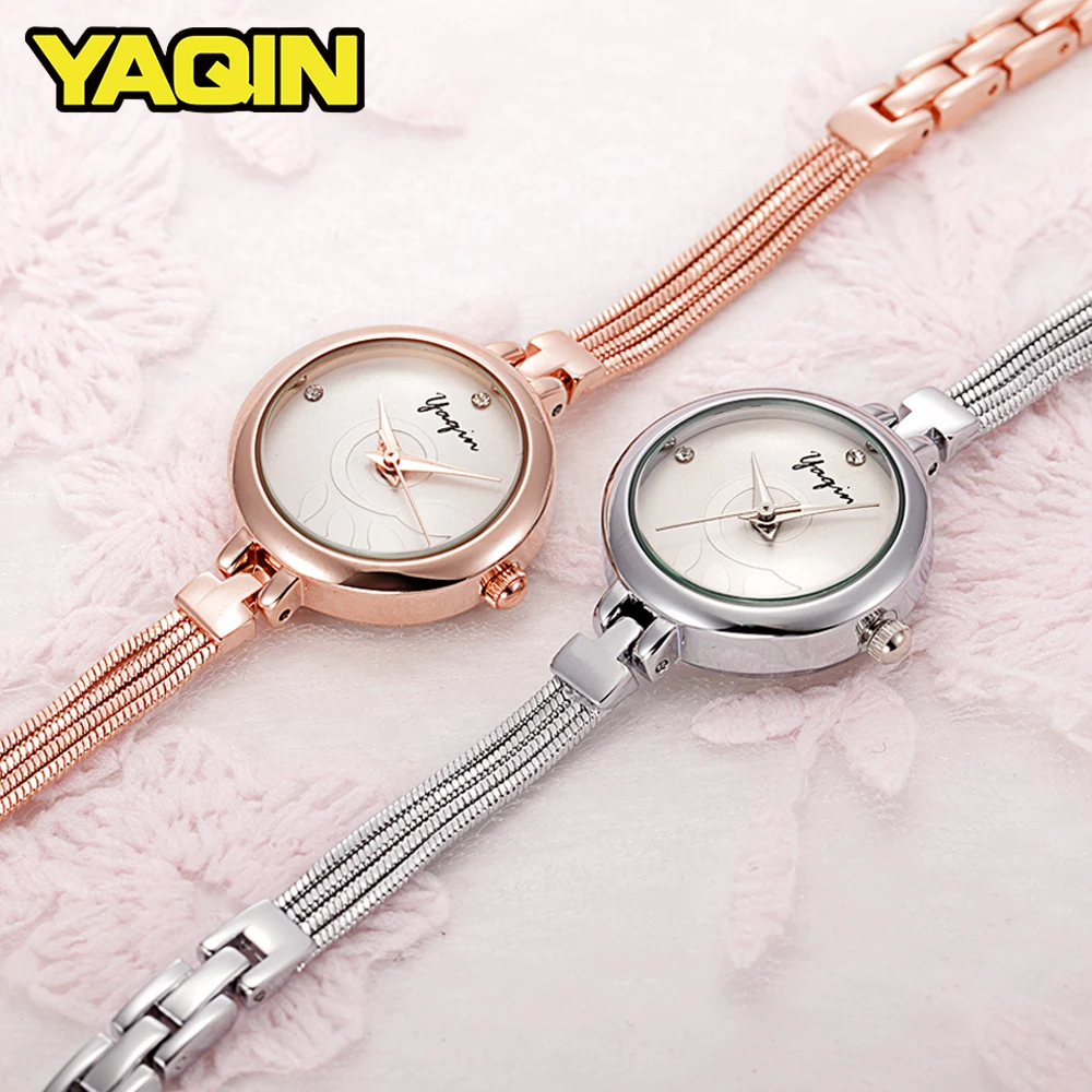 

YAQIN Office Lady Fashion Quartz Watches Women Stainless Steel Mesh Strap Watch Luxury Diamond Business Simple Clock