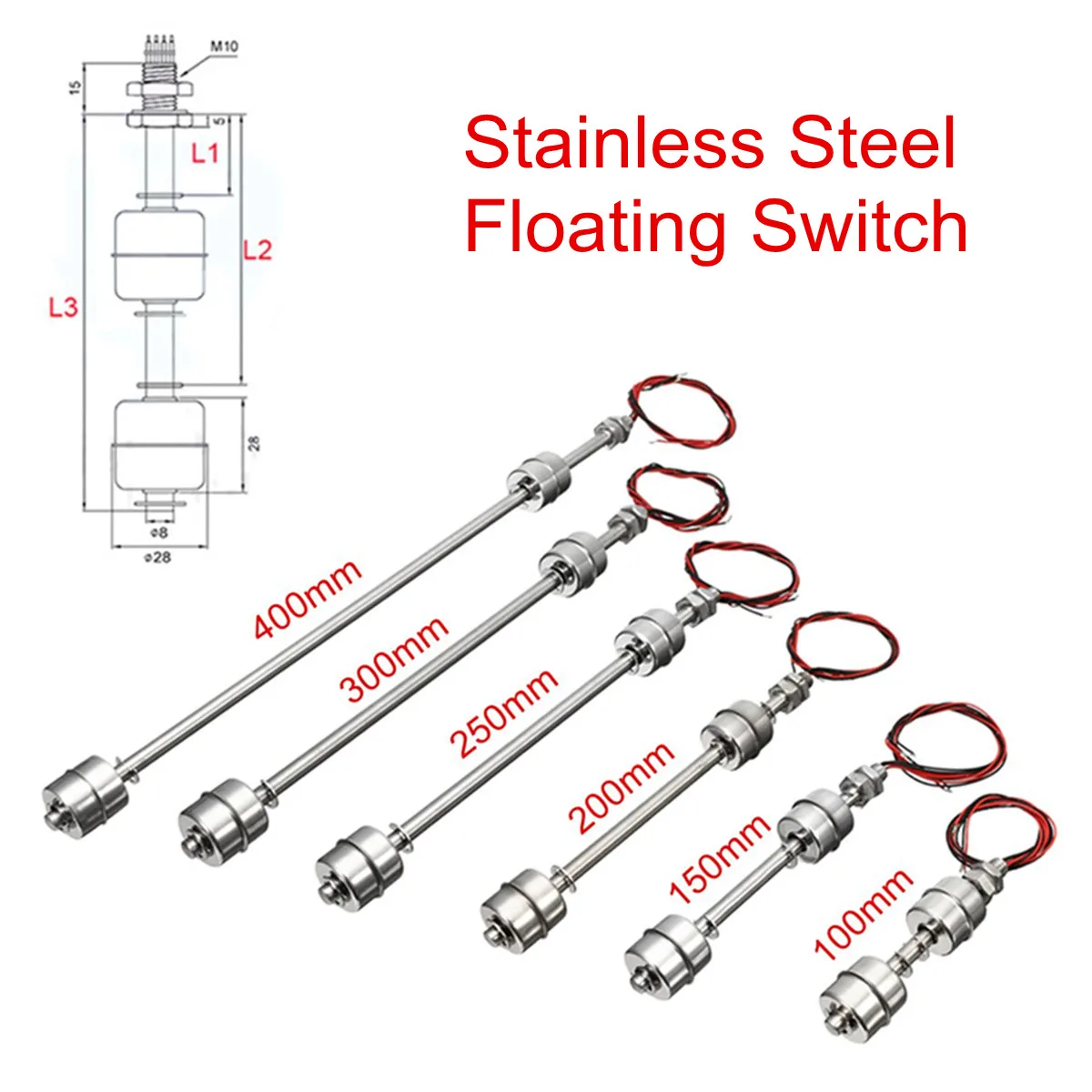 Поплавковый выключатель из нержавеющей стали датчик уровня воды и жидкости двойной Поплавковый выключатель Бак бассейн Датчик потока s 10 Вт/50 Вт 6 Размер
