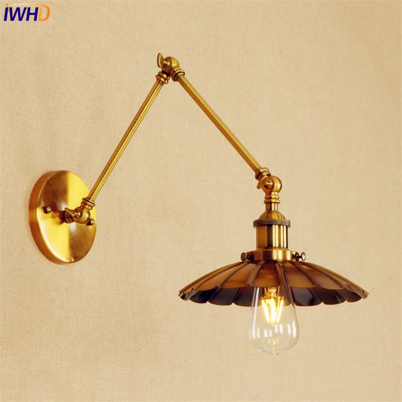 

Retro Copper Vintage Wall Lamp LED Edison Adjustable Swing Long Arm Wall Light Fixtures Loft Industrial Wall Sconces Apliks