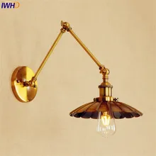 Фотография Retro Copper Vintage Wall Lamp LED Edison Adjustable Swing Long Arm Wall Light Fixtures Loft Industrial Wall Sconces Apliks 