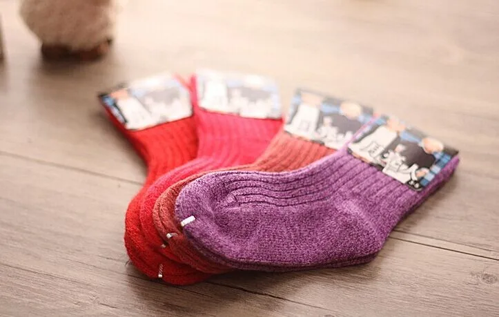 6 пар/лот зимняя детская утепленная Носки теплые шерстяные детские носки Детские носки одноцветные носки для мальчиков и девочек 2-8 лет bTWS0014