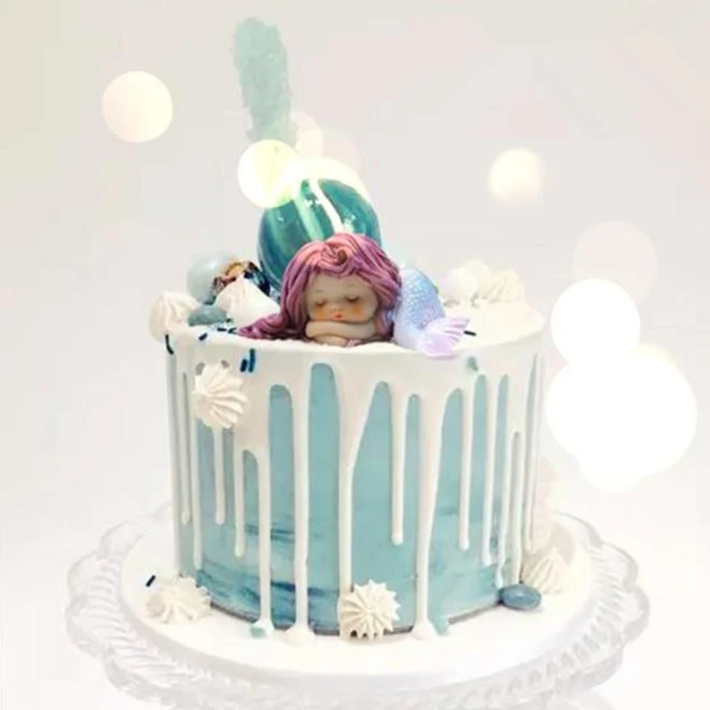 Смола Спящая красавица Русалка Свадьба День рождения украшение для свадебного торта торт Топпер морская Русалка Топпер для торта «С Днем Рождения»