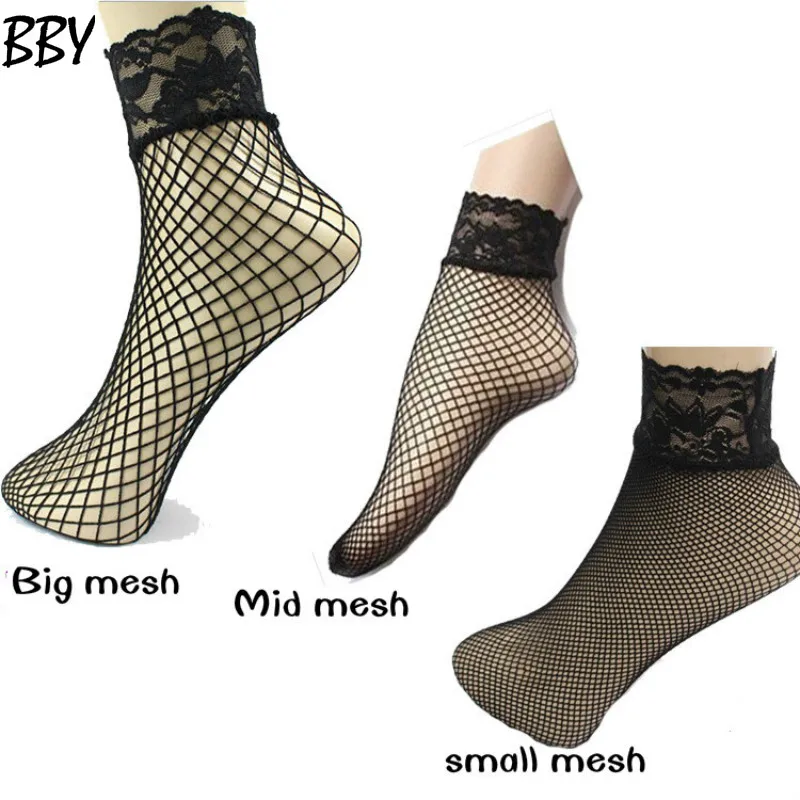 

Spring Summer 2017 Explosion Japanese Cuff Mesh Women Black Socks Short Tube Socks Net Size Eye Fishnet Socks R481