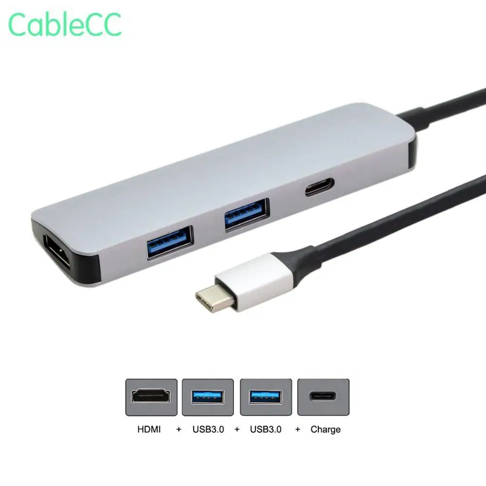 USB-C type-C к HDMI и 2 портами концентратор и женское зарядное устройство многопортовый адаптер док-станции