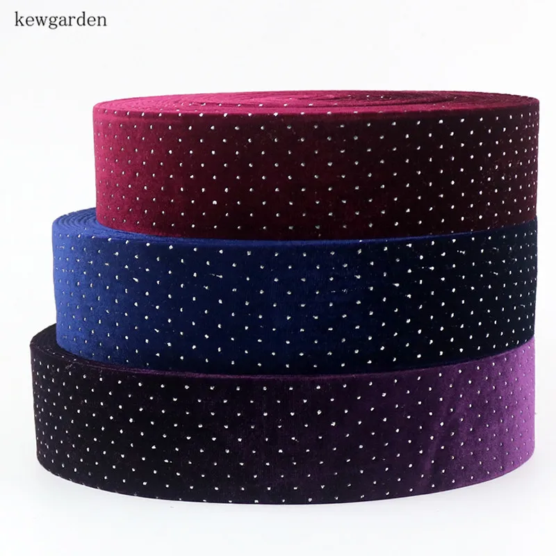 

Kewgarden Hot Silver Dots Fabric Layering Cloth Ribbons 2" 1" 3/8" Handmade Tape DIY Bowknot Point Satin Ribbon 6 Meters