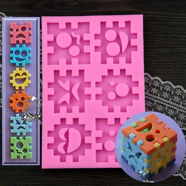 

Luyou 3D Puzzle Blocks Toy Cake Silicone Baking Molds Baby Birthday Fondant Cake Decorating Tools Chocolate Candy Moulds FM100