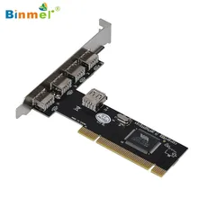 Binmer,, USB 2,0, 4 порта, 480 Мбит/с, высокая скорость, через концентратор, PCI контроллер, карта, адаптер, Sep 15