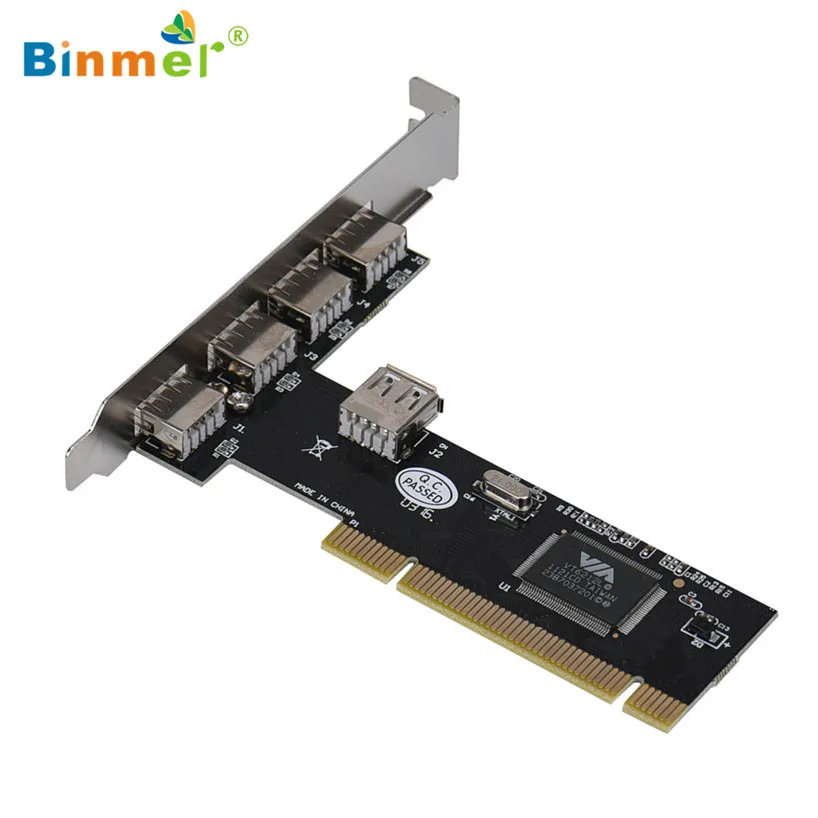 Binmer 2017 Free shiping USB 2.0 4 Port 480Mbps High Speed VIA HUB PCI Controller Card Adapter Sep 15