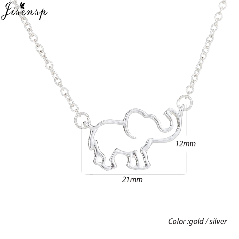 Jisensp Милая подвеска в виде слона ожерелье для женщин мама Счастливое животное для семьи ювелирный подарок ожерелье из золотой цепочки Bijoux Collares - Окраска металла: necklace silver
