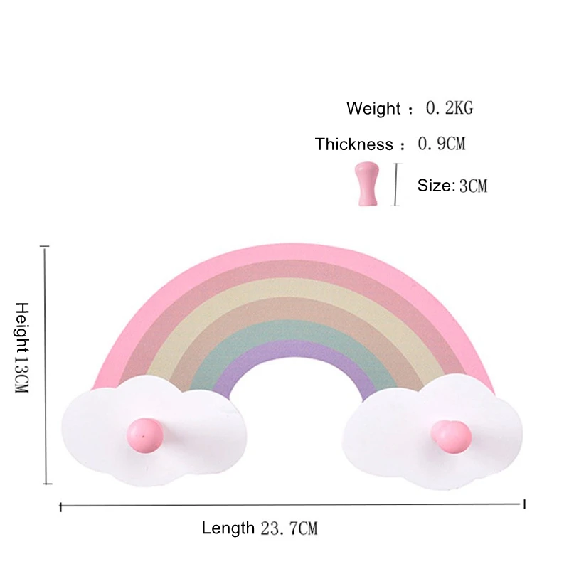 D скандинавские Детские ключи шляпа из ткани настенный деревянный шкаф радужные настенные полки деревянные полки с розовыми крючками украшения детской комнаты