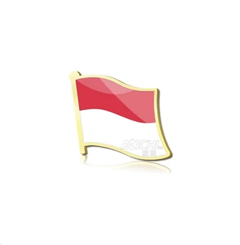 

2 pcs Gold plated National flag of Indonesia collar badge brassard National symbol collectible emblem metal art