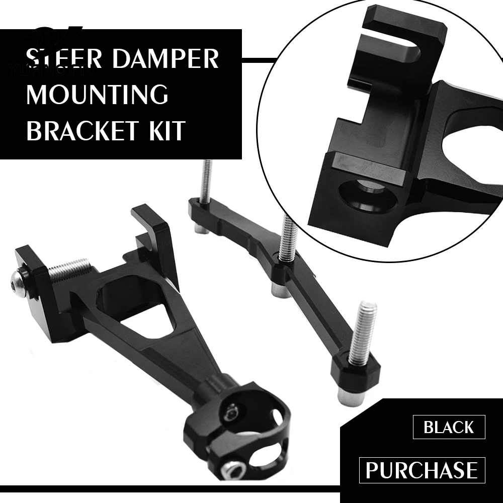 CNC Aluminum Motorcycle Adjustable Steering Stabilize Damper bracket Mount kit For YAMAHA MT-09 MT09 FZ09 FZ-09 2013- 2016