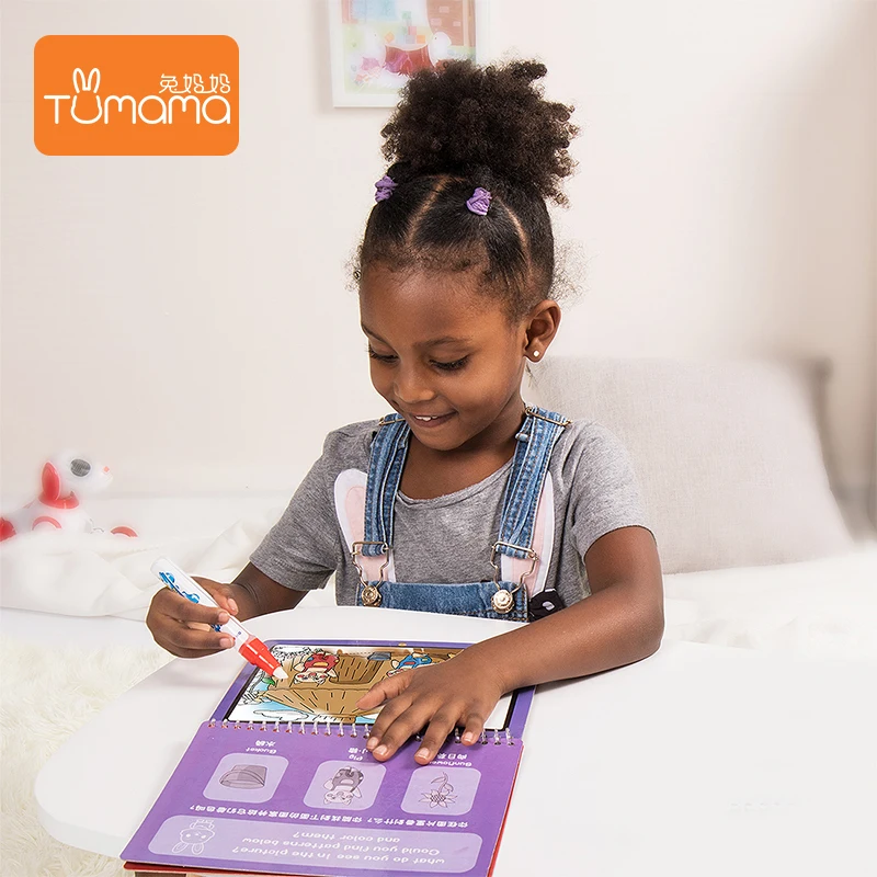 

Tumama Drawing Toys Original Magic Water Drawing Books With Pen Recycling 12sides/pages Water Paint Learning Book Drawing Board